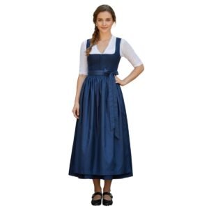 Blue Cotton Dirndl Dress Classic Bavarian Elegance (1)