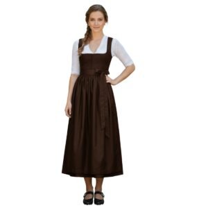 Brown Cotton Dirndl Dress Authentic Bavarian Tradition