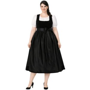 Black Velvet Dirndl Dress Plus Size with Bow Belt (4)