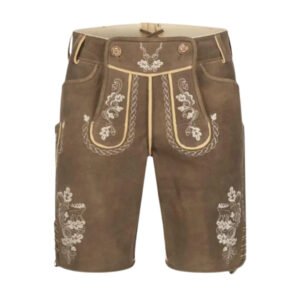 Mens Brown Lederhosen Shorts Without Suspenders (2)