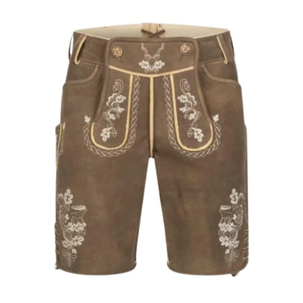 Mens Brown Lederhosen Shorts Without Suspenders (2)