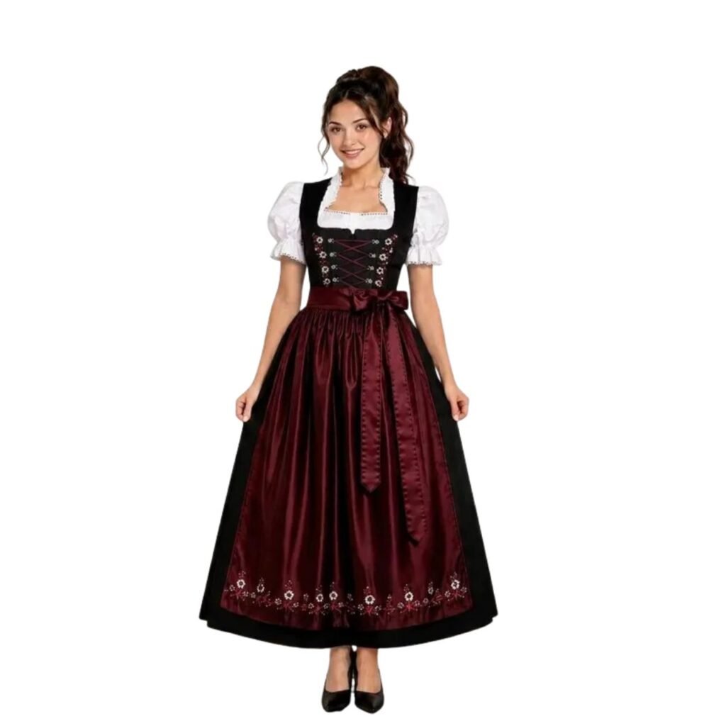 Authentic Dirndl Dress Black Burgundy – Oktoberfest