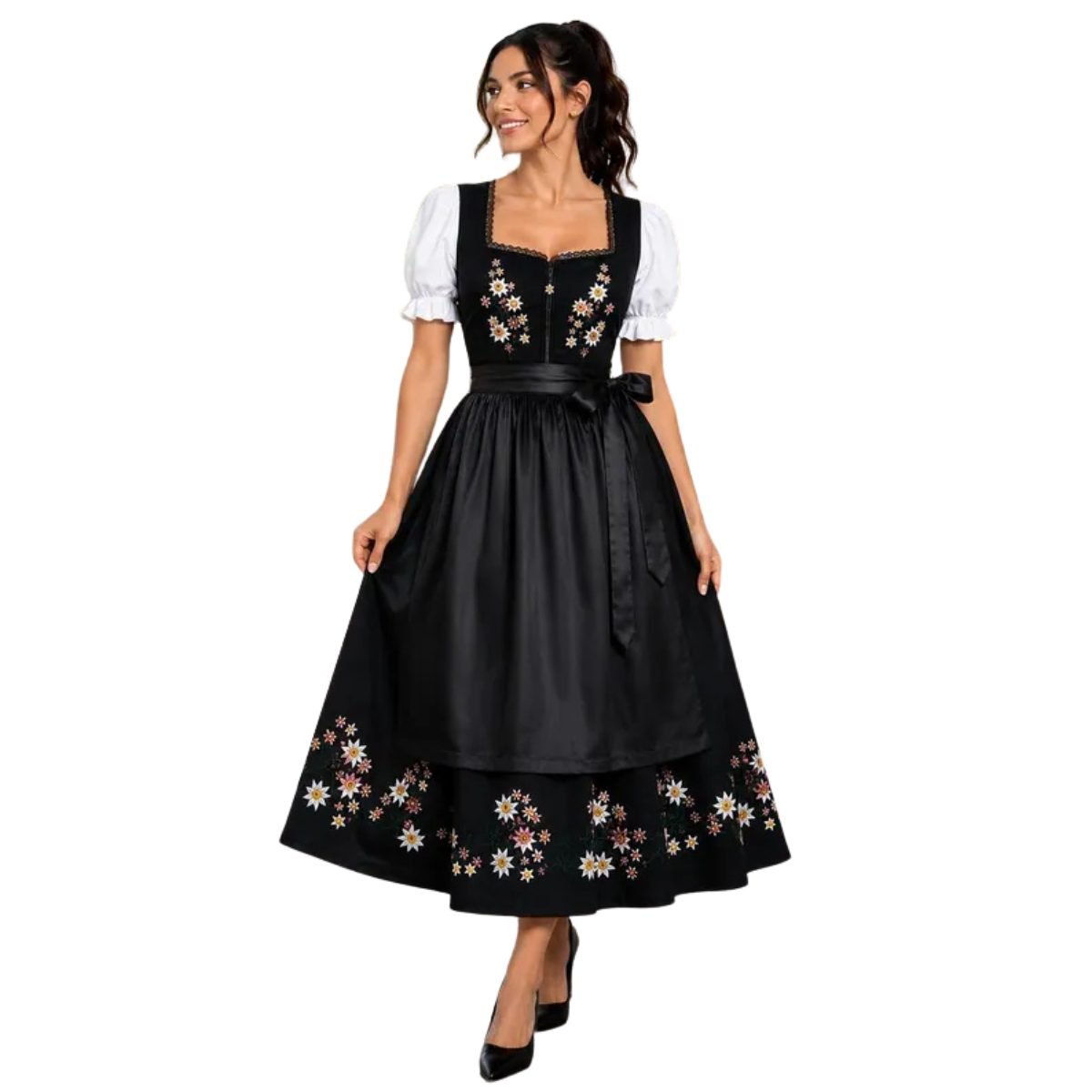 black oktoberfest dress Authentic Bavarian Dirndl valentines26 Little Black Dress, Knee Size:US 56 Regular / EU 66 Regular Combines traditional craftsmanship with