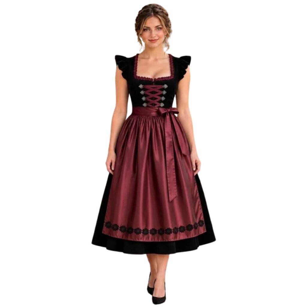 Black Velvet Midi Dirndl – Authentic Oktoberfest 2026 Look