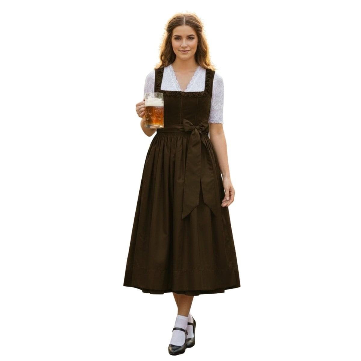 Authentic Brown Velvet Dirndl Dress - Bavarian Heritage