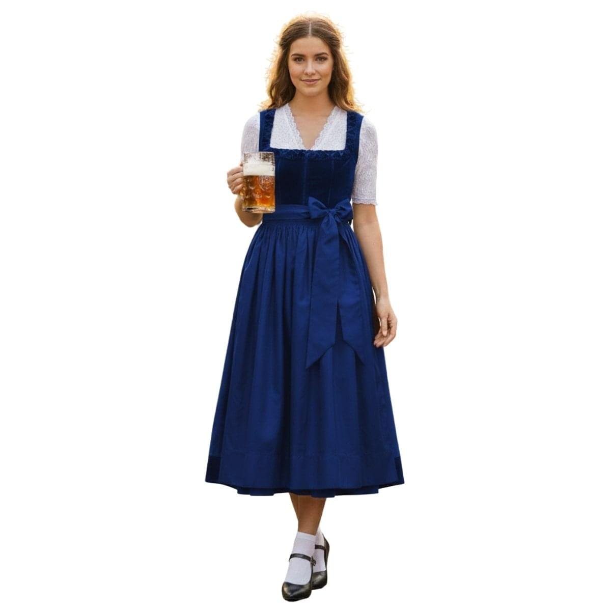 Blue Velvet Handmade Dirndl Dress - Bavarian Elegance